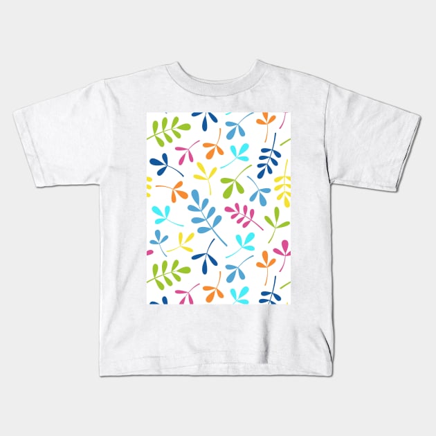 Multicolored Assorted Leaf Silhouettes Kids T-Shirt by NataliePaskell